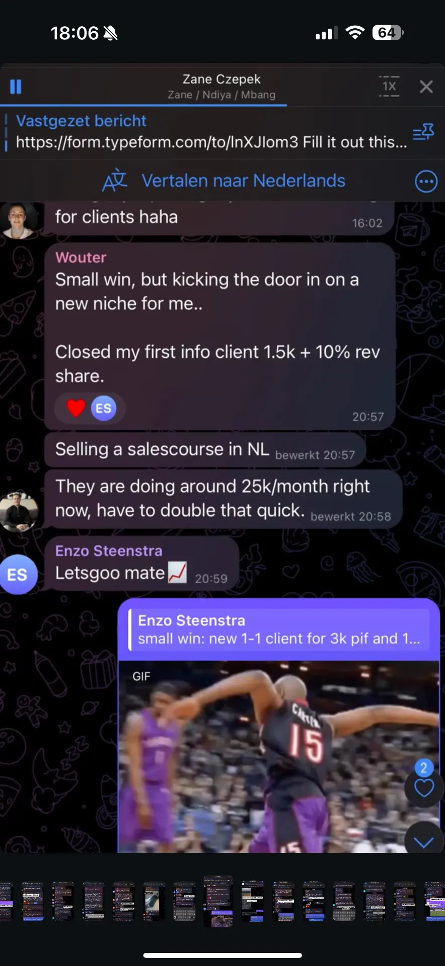 First client at $1.5k plus 10% revenue share